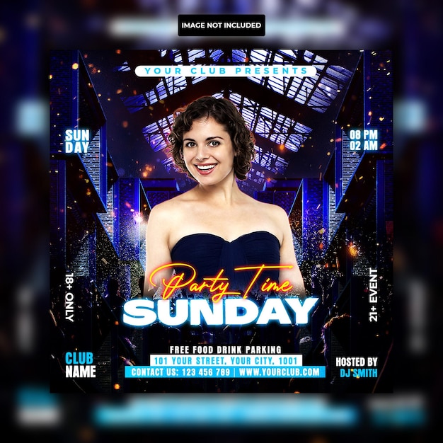 PSD after party night club dj party flyer poster template