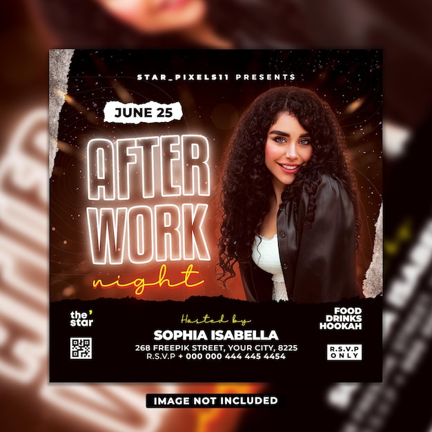 After work night club dj party flyer