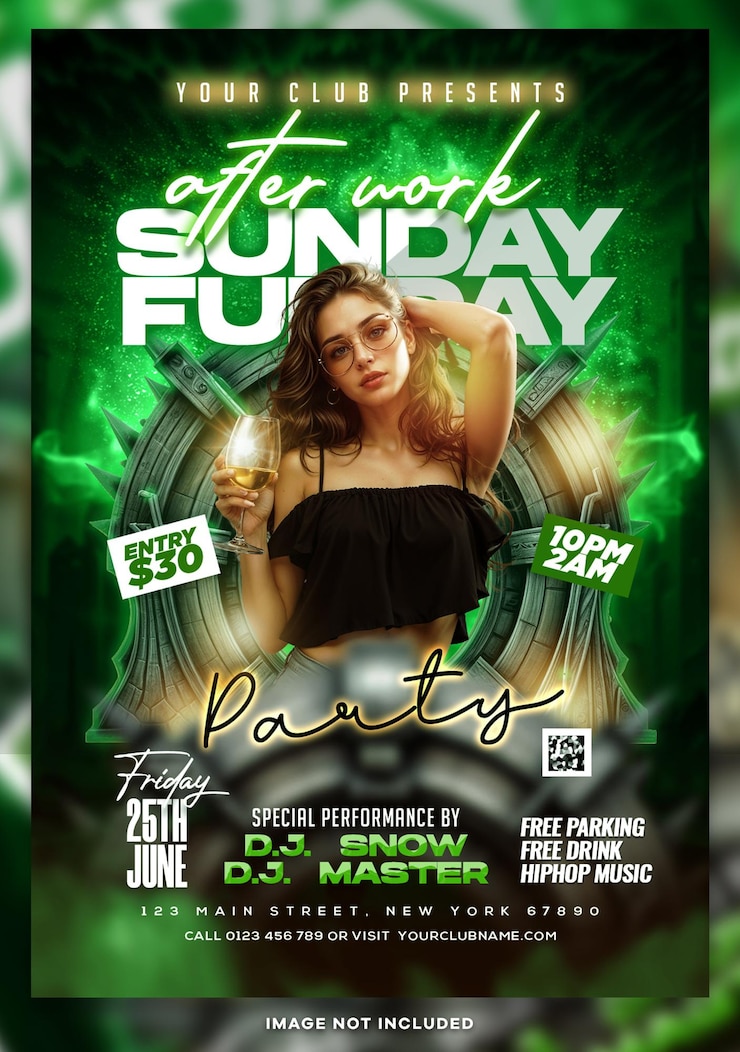 PSD after work night club music party flyer psd