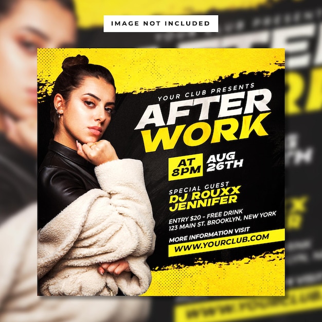 After work night club party square flyer template