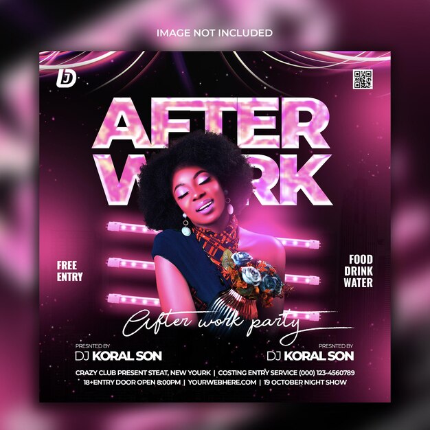 PSD after work party flyer design template