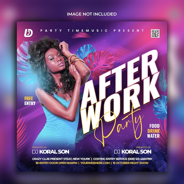 PSD after work party flyer design template