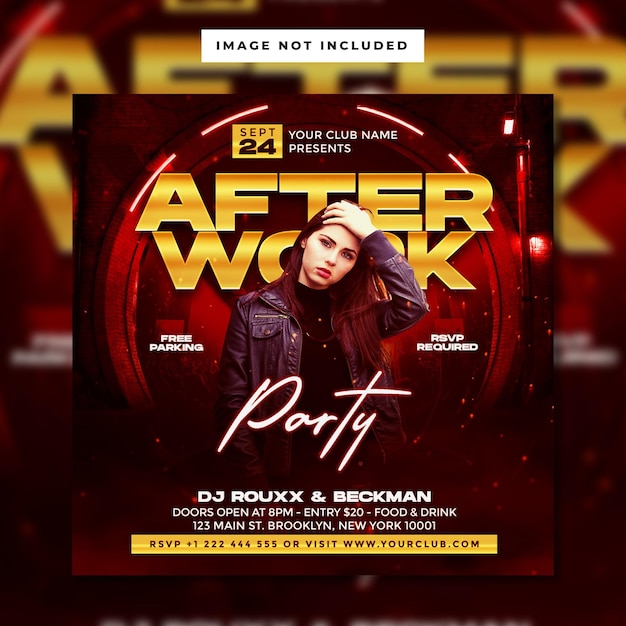 PSD after work party vertical banner template