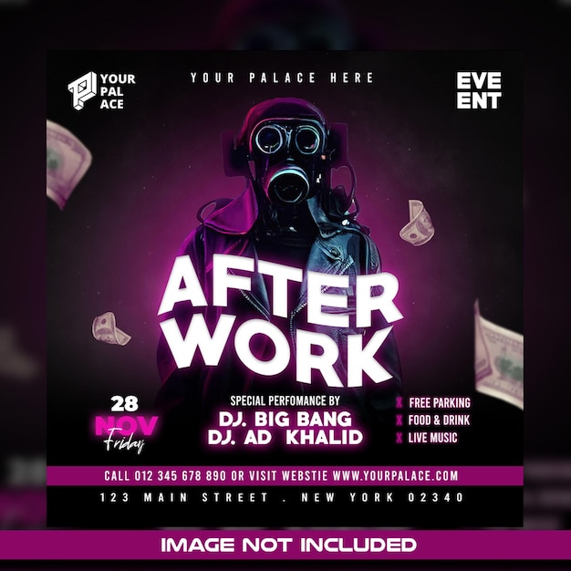 After work party with dj all social media template