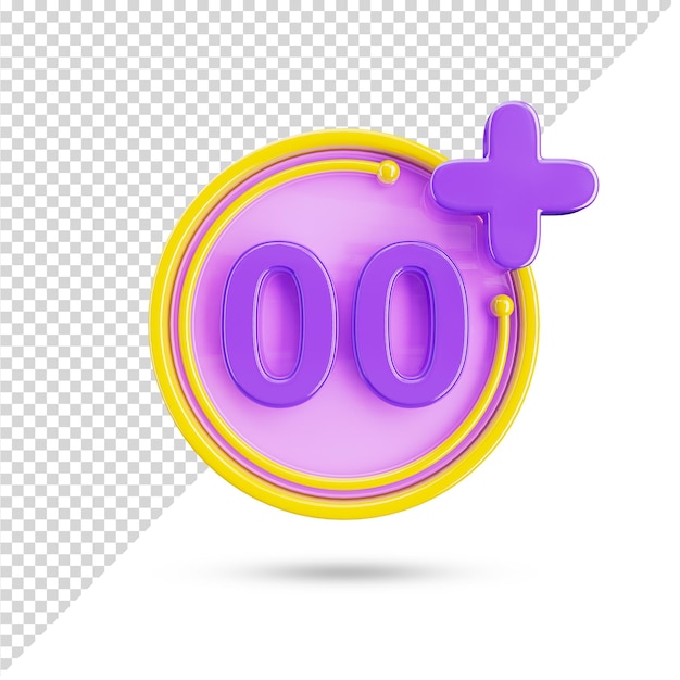 Age restriction 00 Plus 3d icon in transparent background. zero plus 3d symbol and sign.