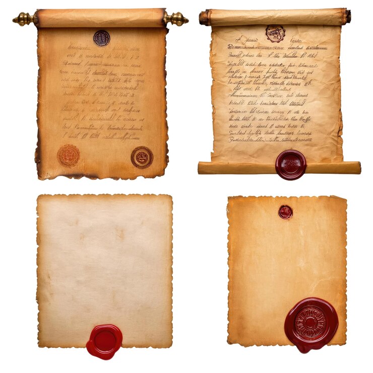 PSD aged parchment scrolls