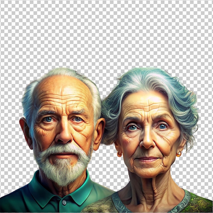 PSD ageing together man and woman faces with tree png