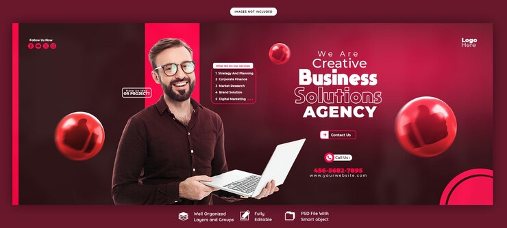 PSD agencja marketingu cyfrowego i korporacyjna okładka facebook szablon banera