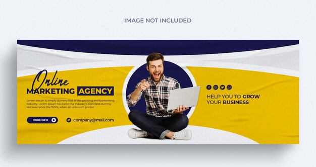 Agencja marketingu cyfrowego i korporacyjna okładka na Facebooku i szablon banera