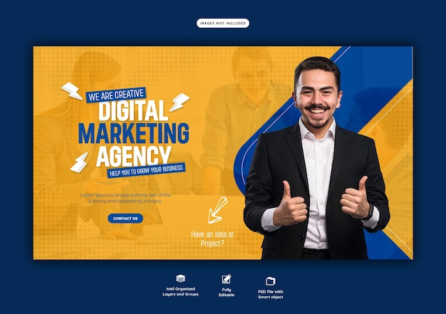 Agencja marketingu cyfrowego i szablon korporacyjnego banera internetowego