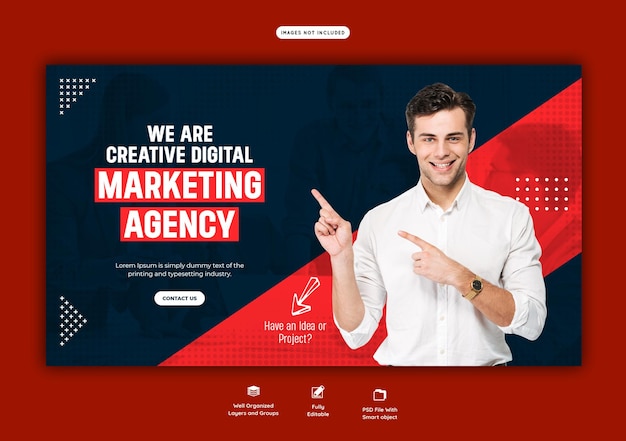 Agencja marketingu cyfrowego i szablon korporacyjnego banera internetowego