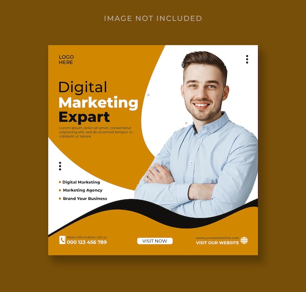 Agencja marketingu cyfrowego i szablon postu w korporacyjnych mediach społecznościowych