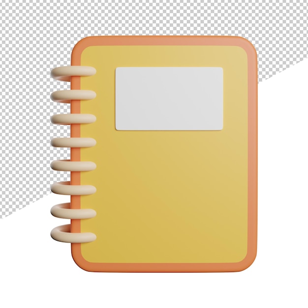 PSD agenda note daily front view 3d rendering icon illustration ont transparent background