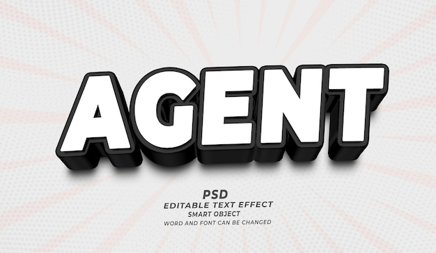 Agent 3d Edytowalny Efekt Tekstowy Szablon Photoshop Psd