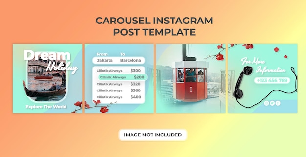 Agent travel social media carousel post template