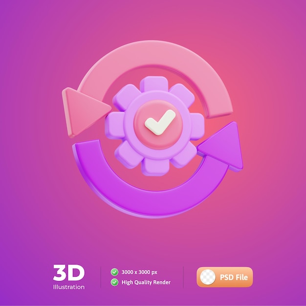 PSD illustrazione 3d dello sviluppo agile