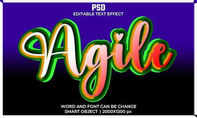 Agile psd 3d text effect fully editable high quality