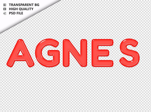 PSD agnes typography red text glosy glass psd transparent