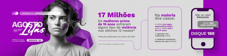 PSD agosto lilas post psd editable combate a violencia contra a mulher banner com estatisticas