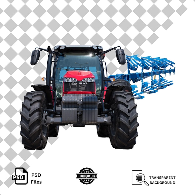 Agriculture Disc Harrow Tractor Cutout isolated on transparent background