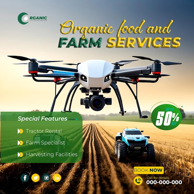 PSD agriculture garden agro farm and farming services social media post banner template ai generated