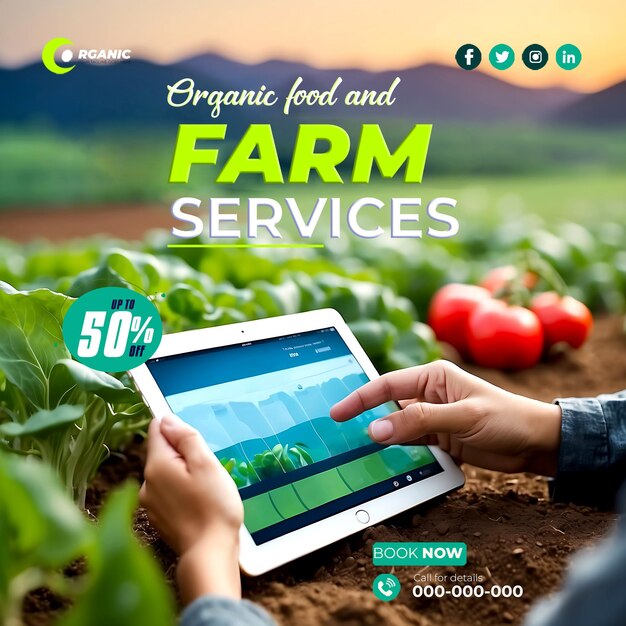 PSD agriculture garden agro farm and farming services social media post banner template ai generated