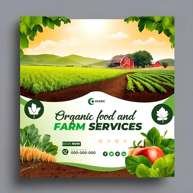 PSD agriculture garden agro farm and farming services social media post banner template ai generated