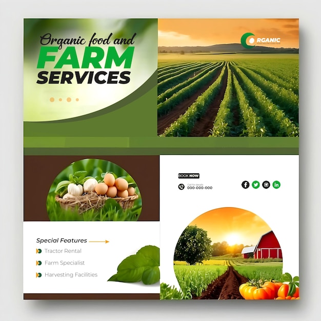 PSD agricoltura giardino agricoltura e servizi agricoli social media post banner template ai generato