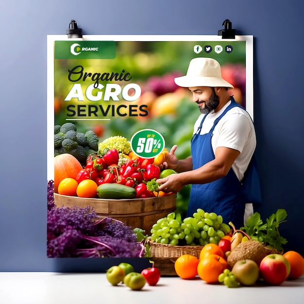 Agriculture garden agro farm and farming services social media post banner template ai generated