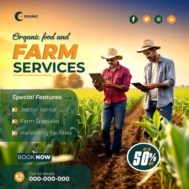 PSD agriculture garden agro farm and farming services social media post banner template ai generated