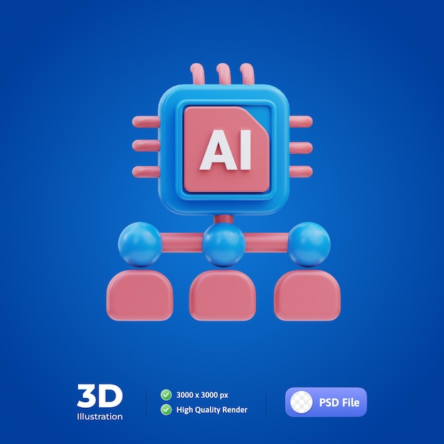 PSD ai algorithm 3d illustration