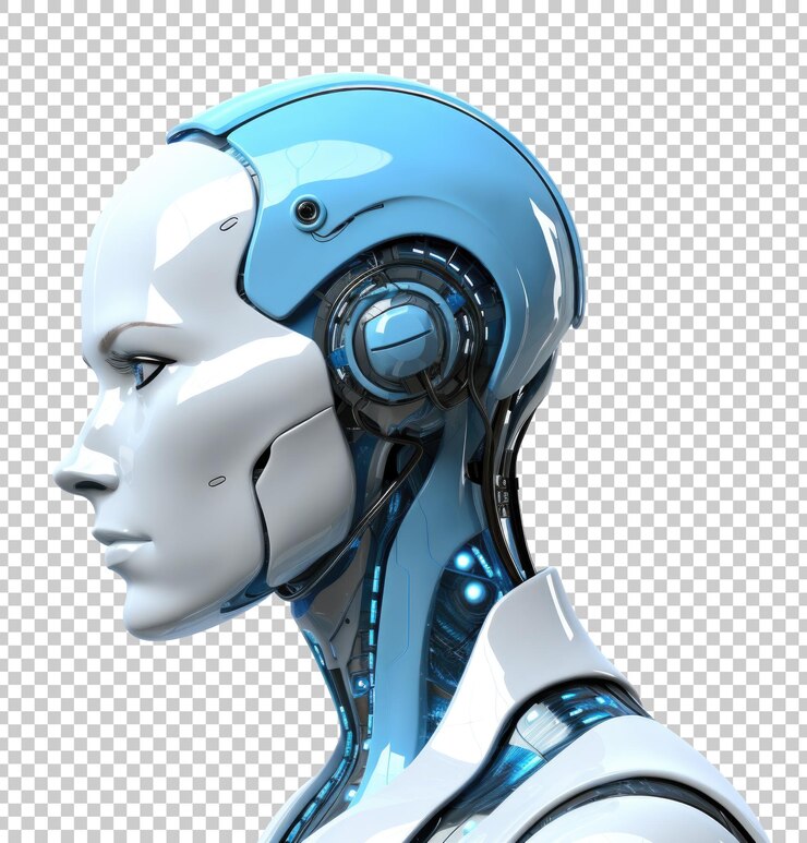 AI Android zijaanzicht geïsoleerd op transparante achtergrond