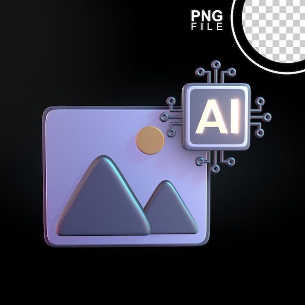 ai artificial intelligence image processing 3d icon design