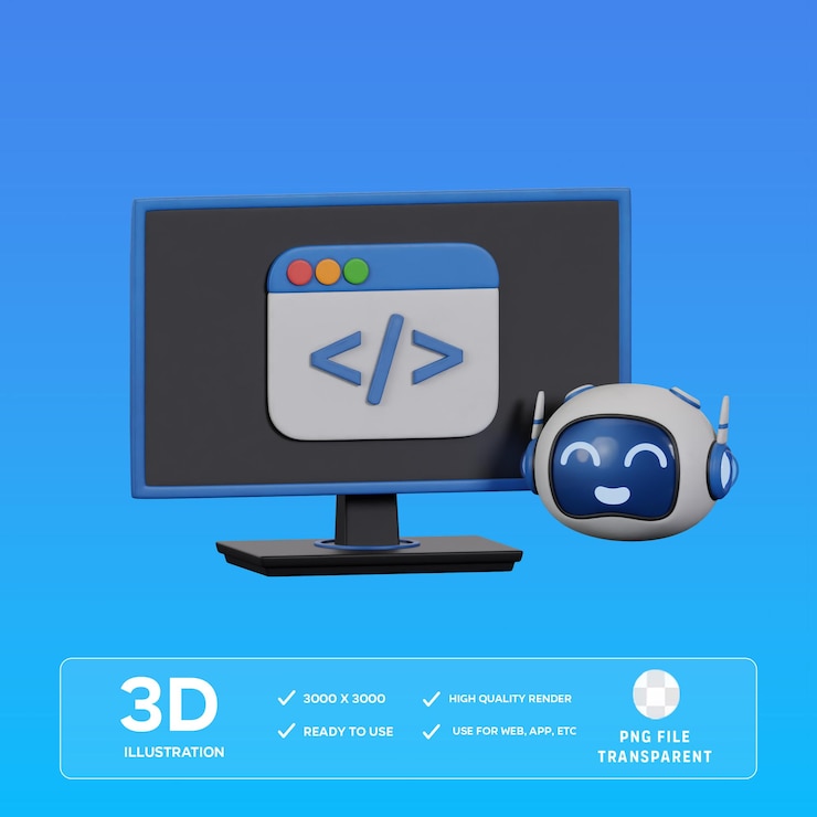 PSD ai assistant 3d illustration