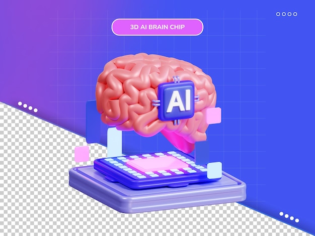 Ai 두뇌 칩 3D 아이콘