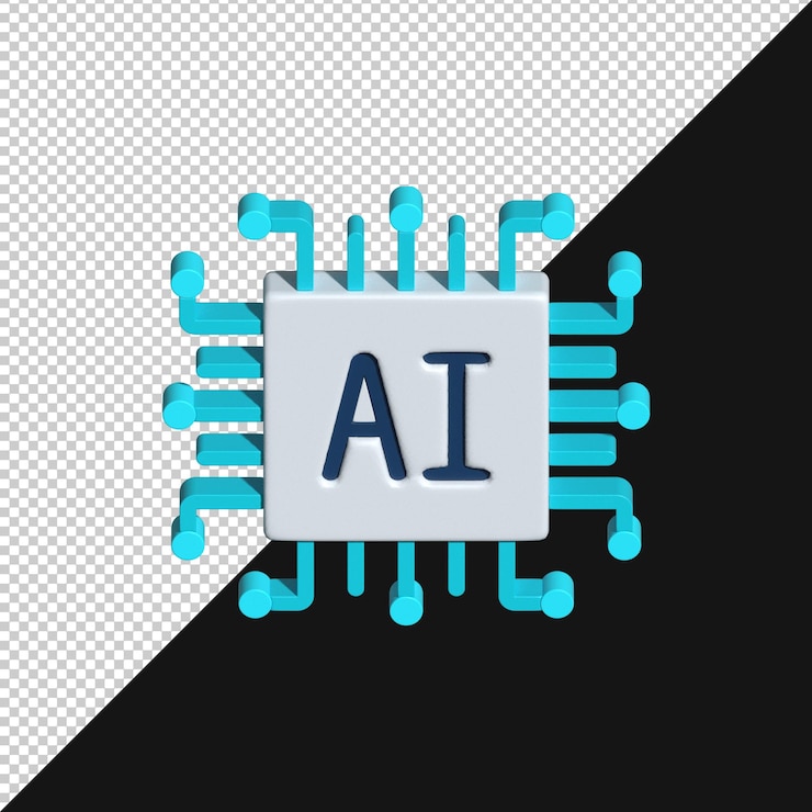PSD ai chip 3d illustration