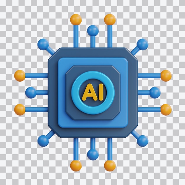 ai chip 3D Ilustracja