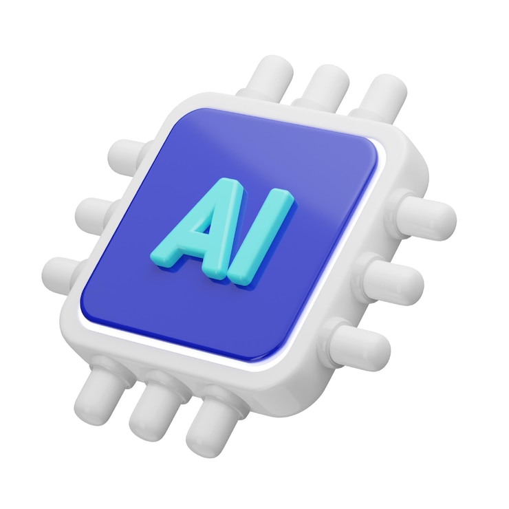 PSD ai chip 3d-pictogram voor kunstmatige intelligentie