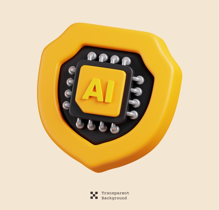 PSD ai chip cyber security icon isolated ai support and artificial intelligence 3d illustration