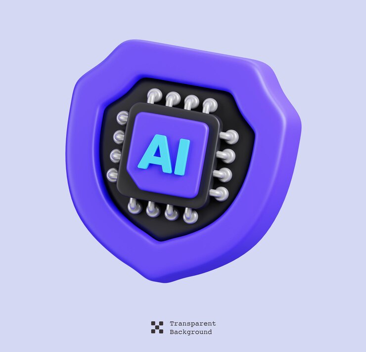 PSD ai chip cyber security icon isolated ai support and artificial intelligence 3d illustration