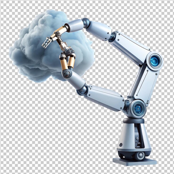 PSD ai cloud concept with robot arm on white background