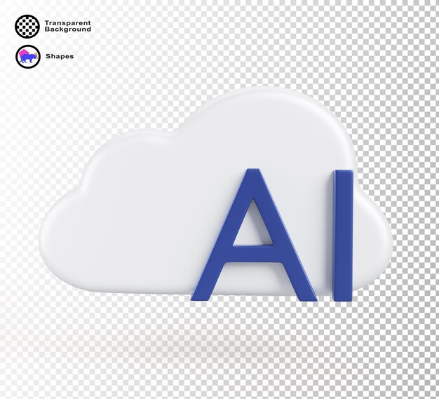 AI 클라우드 플랫폼 3D 렌더링 아이콘 클라우드 컴퓨팅을위한 가상 GPU 서버 깊은 기계 학습 데이터 저장 정보 보안 인공 지능 혁신 기술