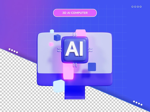 PSD ai computer 3d icon