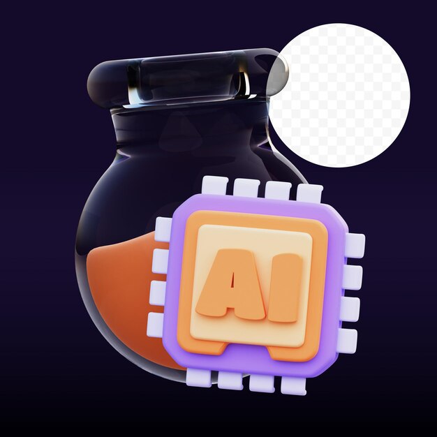 PSD ai flask 3d illustration