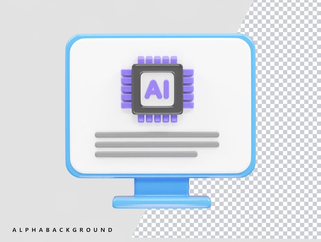 AI ikon 3D-rendera illustrationselement
