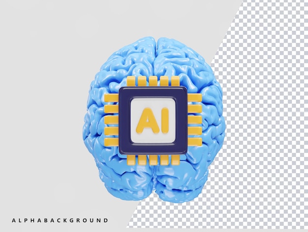 AI-ikon 3D-rendering illustrasjonselement