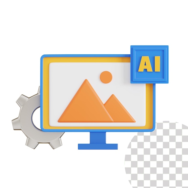 PSD ai image recognition 3d icon