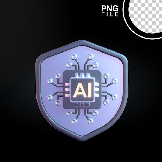 AI Kunstig intelligens Shield 3D-ikon design
