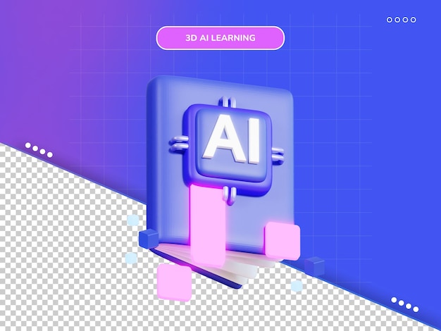 PSD ai learning 3d icon