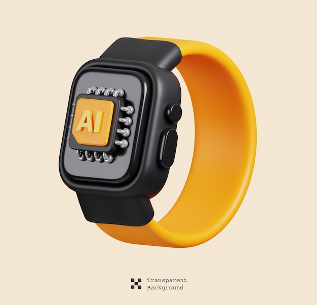 PSD ai micro chip smart watch icon isolated ai support and artificial intelligence 3d illustration